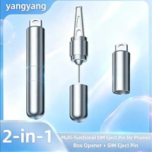 2-in-1 다기능 키체인 박스 커터 & SIM 카드 추출 핀 톱니형 블레이드 합금 미니 포켓 도구 (휴대폰/태블릿용)