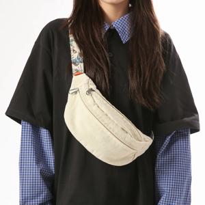 일본 스타일 대용량 데님 크로스백 여성용 패니팩 싱글 숄더 휴대폰 가방 캐주얼 소형 백팩
