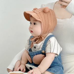 0-1 년 아기 방풍 귀 보호 모자 면화 신생아 태아 모자 봄 가을 선 스크린 바이저 귀여운 더블 볼 유아 비니