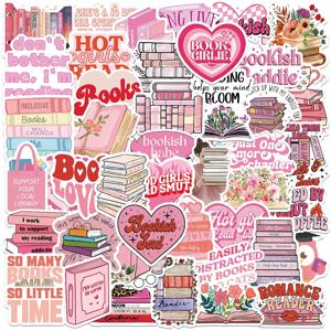 10/25/50pcs DIY 장식 편지지 가방 병 전화 노트북 스케이트 보드 Scrapbooking에 대 한 핑크 책 독서 낙서 스티커