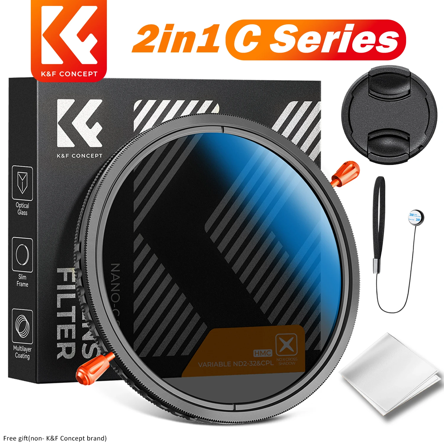 K&F Concept ND CPL 2in1 필터 37-82mm CPL ND 필터 가변 ND 다기능 필터 ND2 ND32 67mm VND 필터 ND2-32 C 시리즈