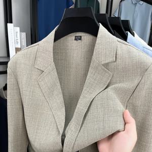 남성용 린넨 블렌드 블레이저 - 베이지 빈티지 스타일 M-3XL 봄부터 가을까지 가벼운 재킷 터치 친화적인 질감