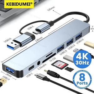 5Gbps USB 3.0 허브 USB C 허브 USB C 도킹 스테이션 고속 스플리터 멀티포트 어댑터 TF SD 카드 리더 PC/노트북/맥북용