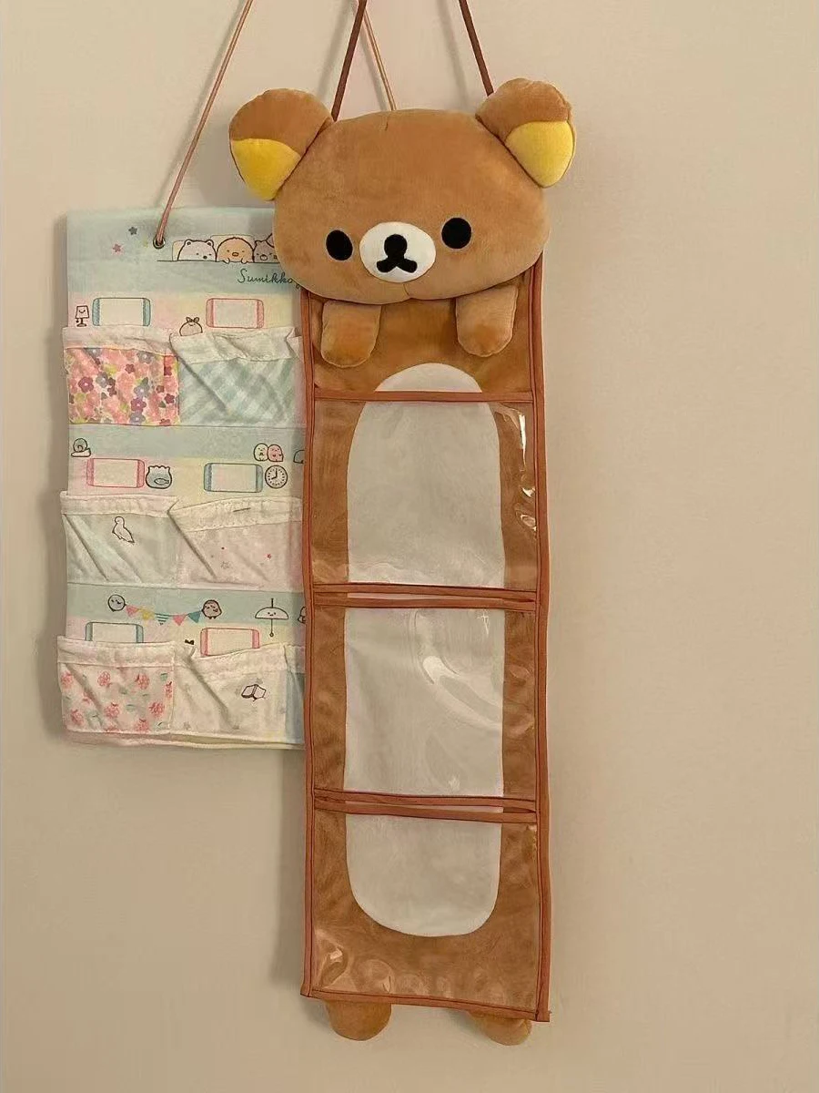 귀여운 벽걸이 수납 가방 만화 곰 문걸이 가방 대용량 잡화 수납 가방 선물용 걸이형 수납 가방