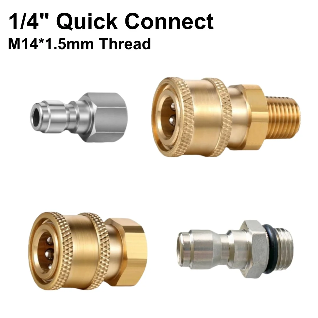 고압 세척기 퀵 커넥터 1/4인치 M14 x 1.5MM 암수 나사 연결