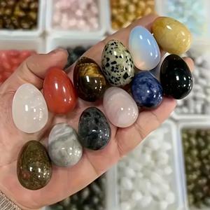 12개의 계란 모양 돌, 광택 처리된 크리스탈 돌, DIY 장식품, 가정 장식, 데스크탑 장식, 수족관 장식으로 적합