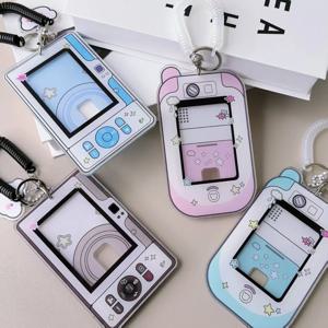 만화 전화 카메라 아크릴 3 인치 DIY 카드 홀더 포토 카드 스탠드 삽입 카드 케이스 데스크탑 디스플레이 보호대