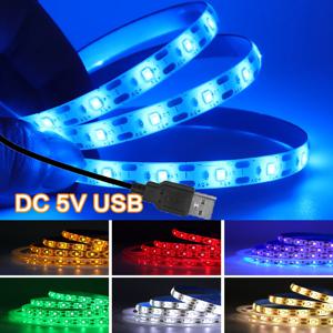 USB LED 스트립 라이트 DC5V 2835 플렉시블 LED 테이프 따뜻한/차가운 흰색/빨간색/녹색/파란색 방 장식 리본 다이오드 주방 캐비닛 조명