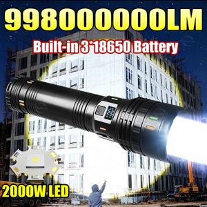 998000000LM 초강력 LED 손전등 새로운 2000W 초강력 토치 라이트 충전식 휴대용 램프 야외 낚시 랜턴