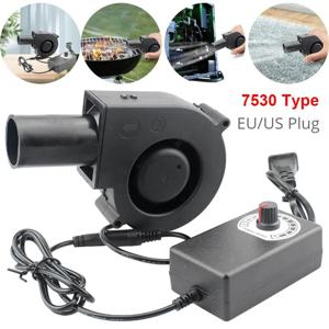 1Pcs 내구성이 뛰어난 소형 블라스트 엔진 바베큐 송풍기 3700RPM 가변 속도 컨트롤러 공기 송풍기 220V/110V 7530 유형 바베큐 팬