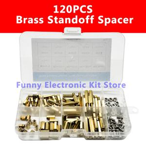 120pcs M3 남성 여성형 황동 육각 기둥 스탠드오프 PCB 보드 스페이서 기둥(전자 부품용 M3 나사 너트 포함)