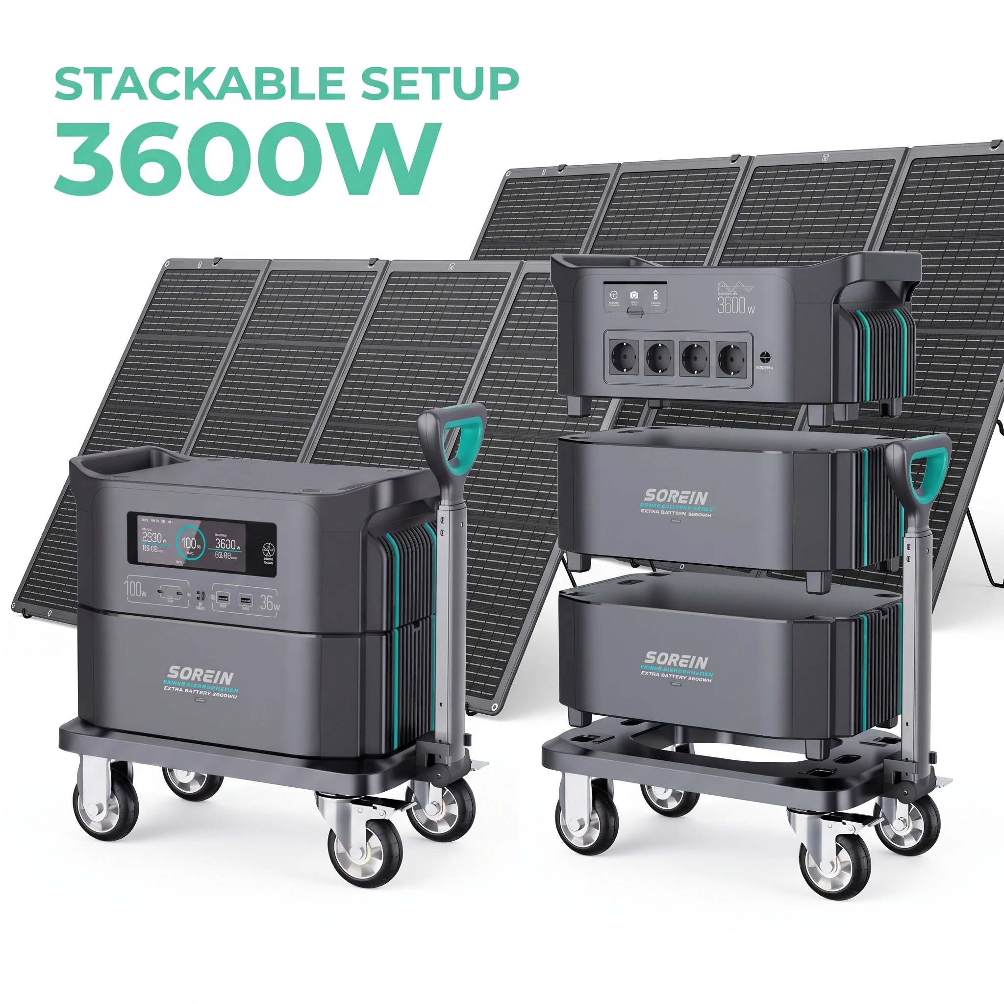 소레인 휴대용 파워스테이션 3000W 3600W 4000W 5KW 올인원 3KW 2KW 태양광 발전기 (솔라 발전기 포함)