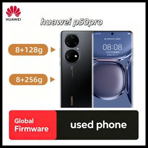 글로벌 펌웨어 화웨이 P50 Pro 스마트폰 6.6인치 4360mAh 커브드 스크린 스냅드래곤 888 4G 오리지널 컬러 듀얼 이미지 중고폰