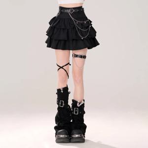 여성 블랙 고딕 a 라인 케이크 스커트 빈티지 Y2k 스커트 미적 하라주쿠 한국어 우아한 카와이 Emo 스커트 2000 년대 쓰레기 옷