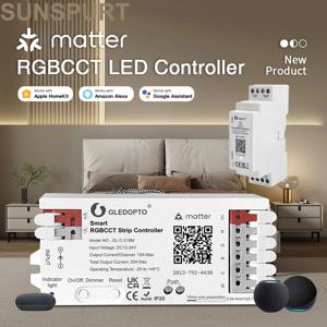 Matter WIFI RGBCCT 컨트롤러 WLED 스마트 LED 스트립 12V 24V Tuya 디머 (애플 홈킷, 아마존 알렉사, 구글 사이iri 음성 제어 지원)