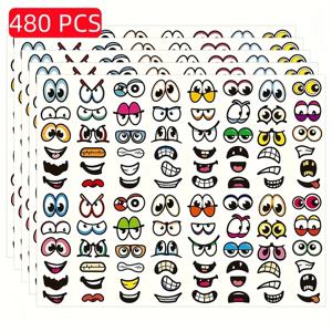 480개 색상이 다양한 재미있는 눈과 입 스티커, 스크랩북킹, DIY 할로윈 장식, 자가 접착 얼굴 부위 스티커