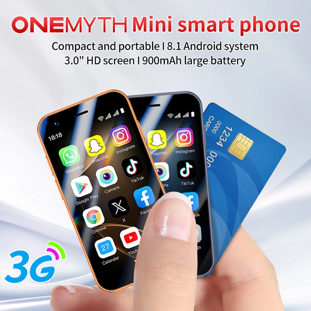 원미스 A17 3G 미니 스마트폰 안드로이드 8.1 듀얼 SIM 대기 3.0인치 HD 휴대폰 2GB+16GB 900mAh 소형 오리지널 휴대폰