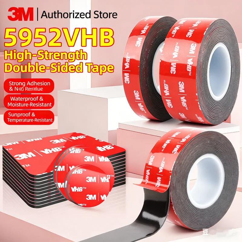 3M 5952 강력한 양면 접착 테이프 VHB 고점도 두꺼운 고정형 차량 장착형 운전 기록 장치 검정색 테이프 흔적 없음