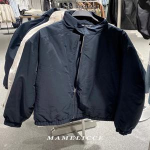 MAMELICCE 오리지널 디자인 미니멀리스트 스탠드업 칼라 코튼 재킷 남성 의류 캐주얼 짧은 루즈 코트 탑
