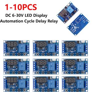 1-10개 DC 6-30V 지원 마이크로 USB 5V LED 디스플레이 자동화 사이클 지연 타이머 스위치 오프 지연 시간 릴레이 6V 9V 12V 24V XZG
