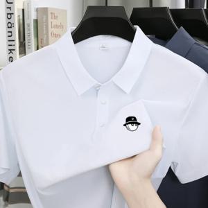 여름 아이스 실크 반팔 남성 골프 브랜드 새 폴로 셔츠 패션 프린트 탑 편안하고 통기성 좋은 캐주얼 비즈니스 티셔츠