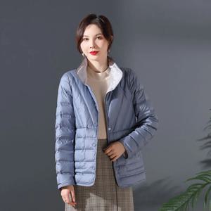 여성용 겨울 퍼퍼 재킷, 초경량 90% 화이트 덕 다운 패션 숏 다운 코트, 리버시블 여성 파카, 최상급