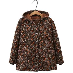 Chaquetas Para Mujeres 여성용 후드, 중년 어머니 프린트 코튼 재킷, 두꺼운 벨벳 따뜻한 파카, 겨울 코트, 2XL-8XL, 신상