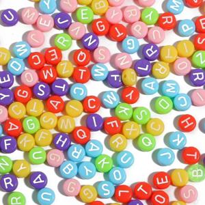다채로운 아크릴 레터 비즈 A-Z 라운드 플랫 알파벳 스페이서 비즈, DIY 쥬얼리 제작 팔찌 액세서리용 구멍 있는 비즈