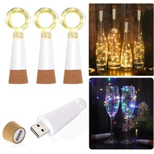 2m 20 LED 코르크 병 요정 빛 USB 충전식 실내 장식 문자열 램프 침실 홈 파티 웨딩 크리스마스