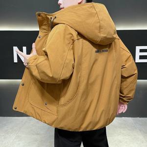 캐주얼 남성용 아우터 방풍 따뜻한 후드 덕다운 재킷 2025 겨울 단색 패딩 코트 두꺼운 패딩 상의 의류