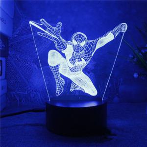 스파이더맨 3D 아크릴 무드등 USB 스테레오 LED 데스크 램프 팬텀 라이트 서프라이즈 생일 선물 LED 라이트 USB 및 배터리 사용
