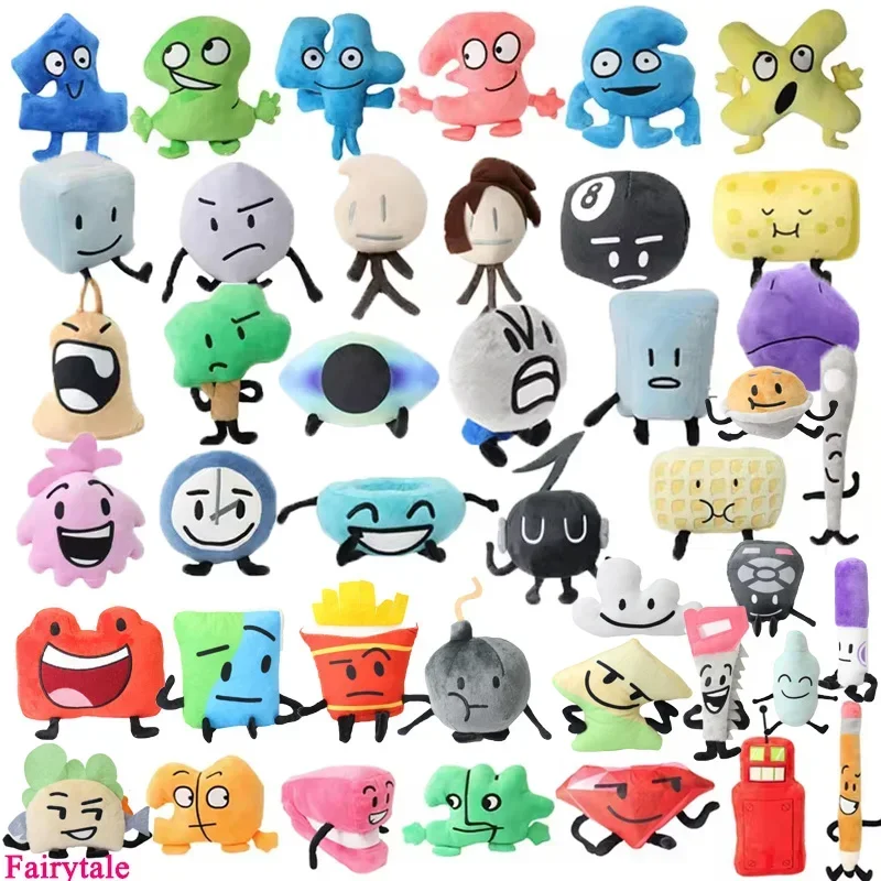 드림 아일랜드 전투(BFDI) 봉제인형 만화 캐릭터 인형 부드러운 봉제 피규어 마커펜 감자튀김 병 네일 파이 남아 여아 생일 선물