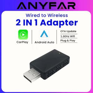 2026 애니파 2 in 1 무선 카플레이 어댑터&안드로이드 오토 무선 어댑터 5Ghz WiFi USB 플러그 앤 플레이 카플레이 무선