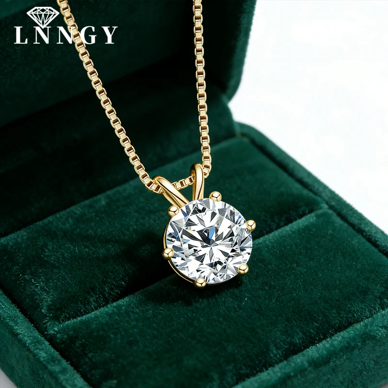 Lnngy 인증 0.5ct–5ct 모이사나이트 목걸이 여성용 데일리 주얼리용 반짝이는 솔리테어 랩 그로운 다이아몬드 펜던트 목걸이