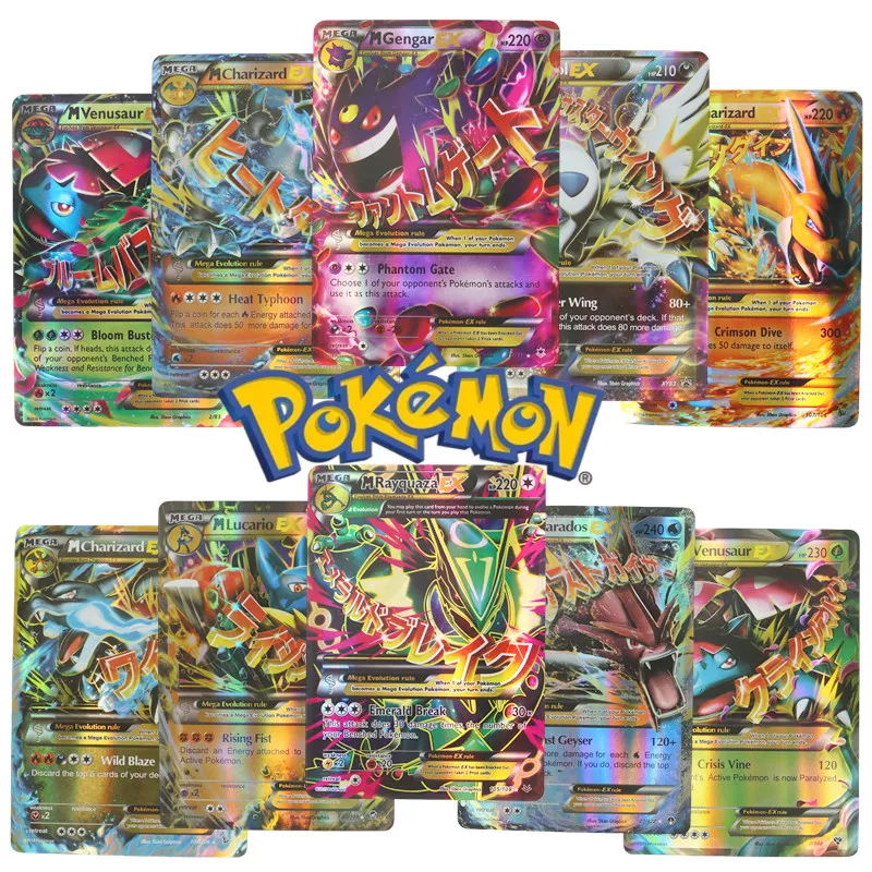 60/100Pcs 포켓몬 카드 영어 버전 MEGA GX Vmax TAG EX 프록시 컬렉션 카드 장난감 어린이 선물