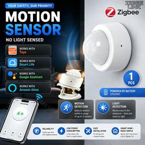 Zigbee 3.0 미니 PIR 모션 센서 인간 모션 적외선 감지기 보안 알람은 Alexa Google 홈과 함께 작동하며 게이트웨이가 필요합니다.