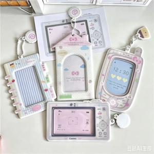 1PC 만화 Kpop 포토 카드 홀더 카메라 휴대 전화 모양의 아이돌 포토 카드 바인더 3 인치 사진 보관 케이스 보호 커버