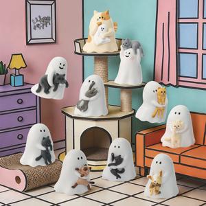 52toys 고스트 베홀드 마이 캣 시리즈 블라인드 박스 각 스타일 야광 효과 자동차 장식품 모델 미스터리 박스 재미있는 선물