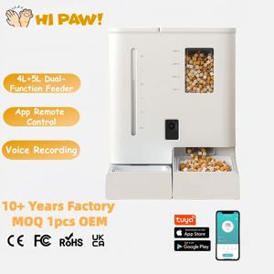 2-in-1 휴대용 자동 애완동물 급식기 5L 급식기 + 4L 물통 HD 카메라 스마트 애완동물 급식기 앱 원격 제어 (고양이, 강아지용)