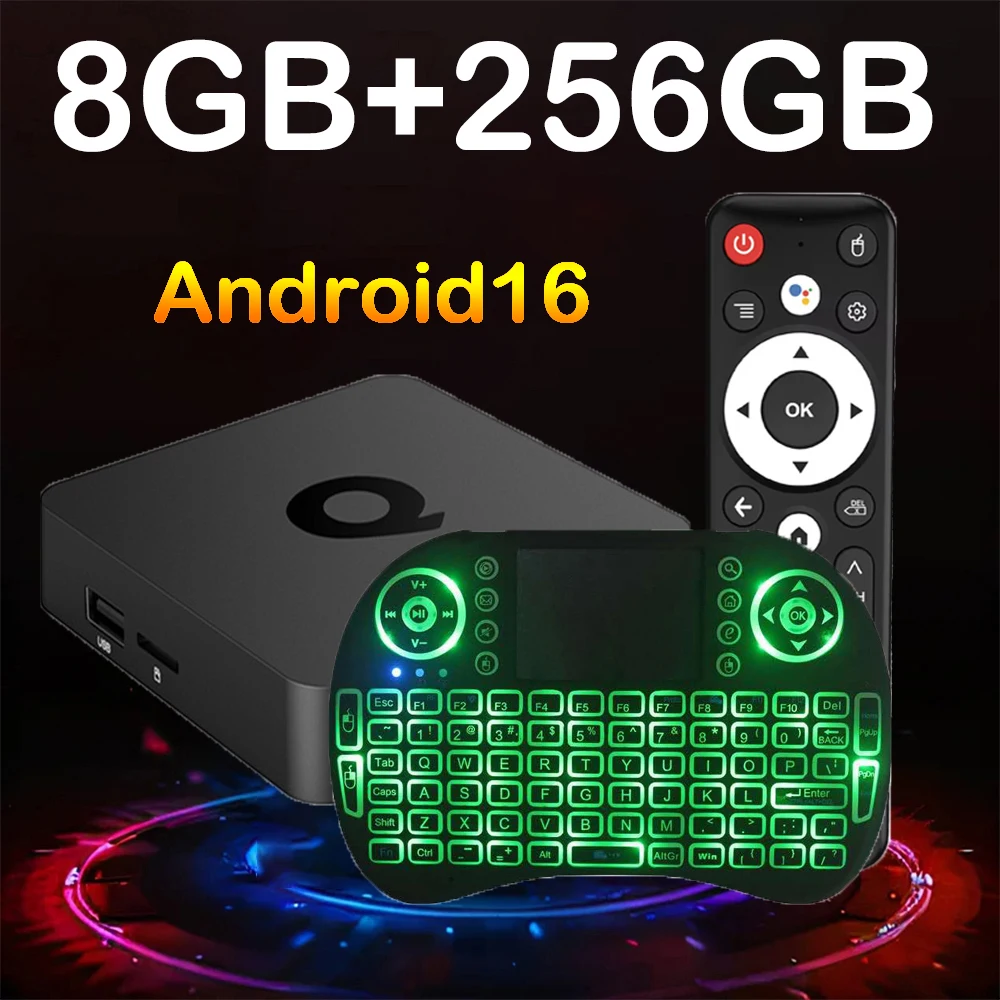 스마트 TV 박스 Q1 2026 안드로이드 16 TV 박스 8K 블루투스 6.0 듀얼 와이파이 5G 구글 어시스턴트 8GB 256GB 음성 리모컨 미디어 플레이어 H313