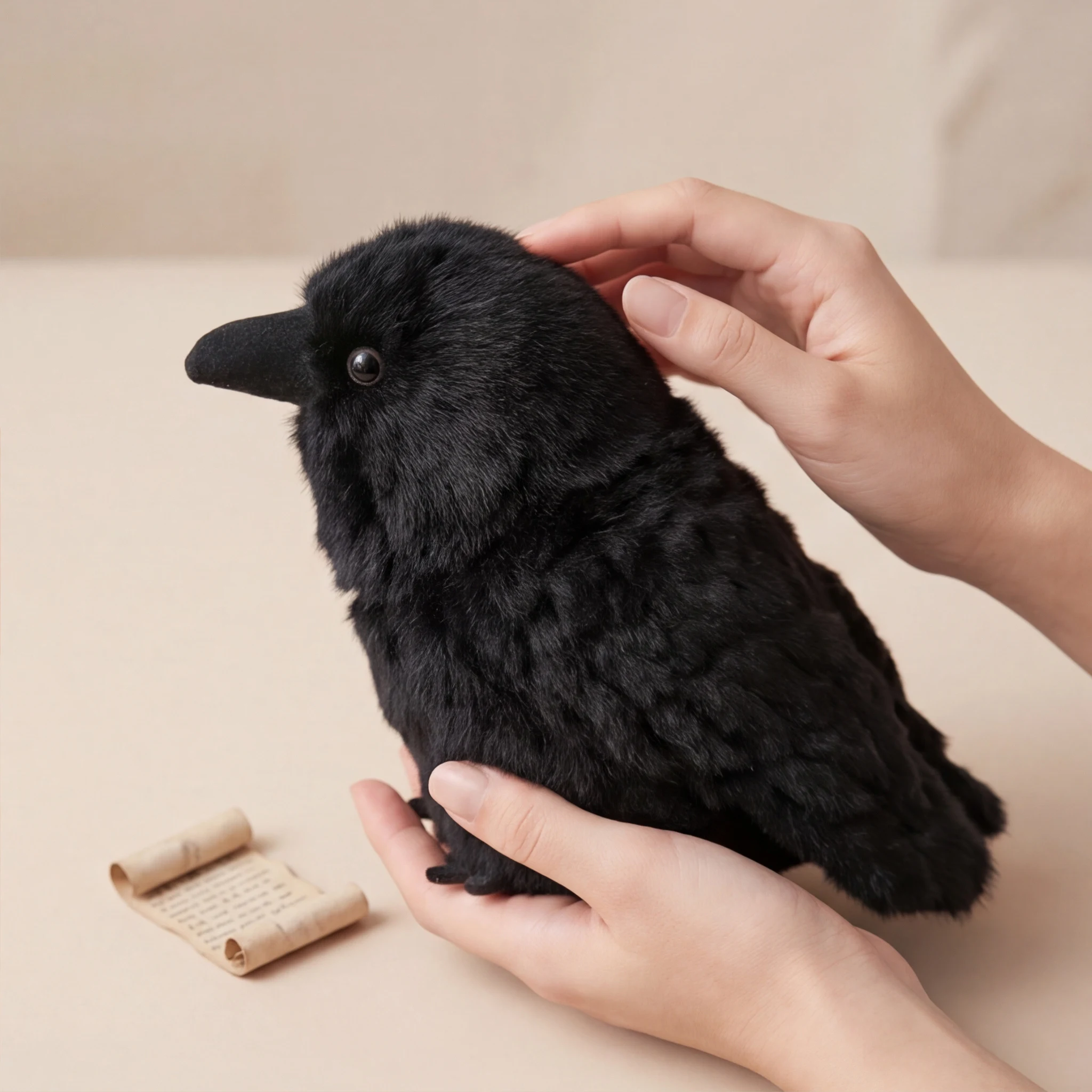 10cm 20cm 귀여운 검은 까마귀 인형, 실감나는 까마귀 봉제인형, 창의적인 새 모양의 부드러운 인형, 어린이와 성인을 위한 고딕풍 방 장식