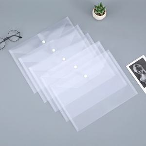 20Pcs A4 크기 플라스틱 봉투투명 재사용 가능한 폴리 봉투 학교 사무용품용 버튼이 있는 방수 폴더