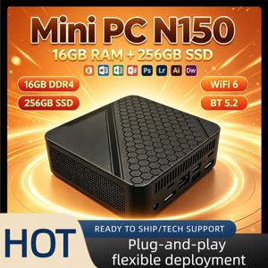 인텔 N150 휴대용 미니 데스크탑 16GB DDR4 M.2 NVMe SSD 512GB 트리플 4K 디스플레이 WiFi6 BT5.2 저소음 쿨링 홈 오피스 프로 PC