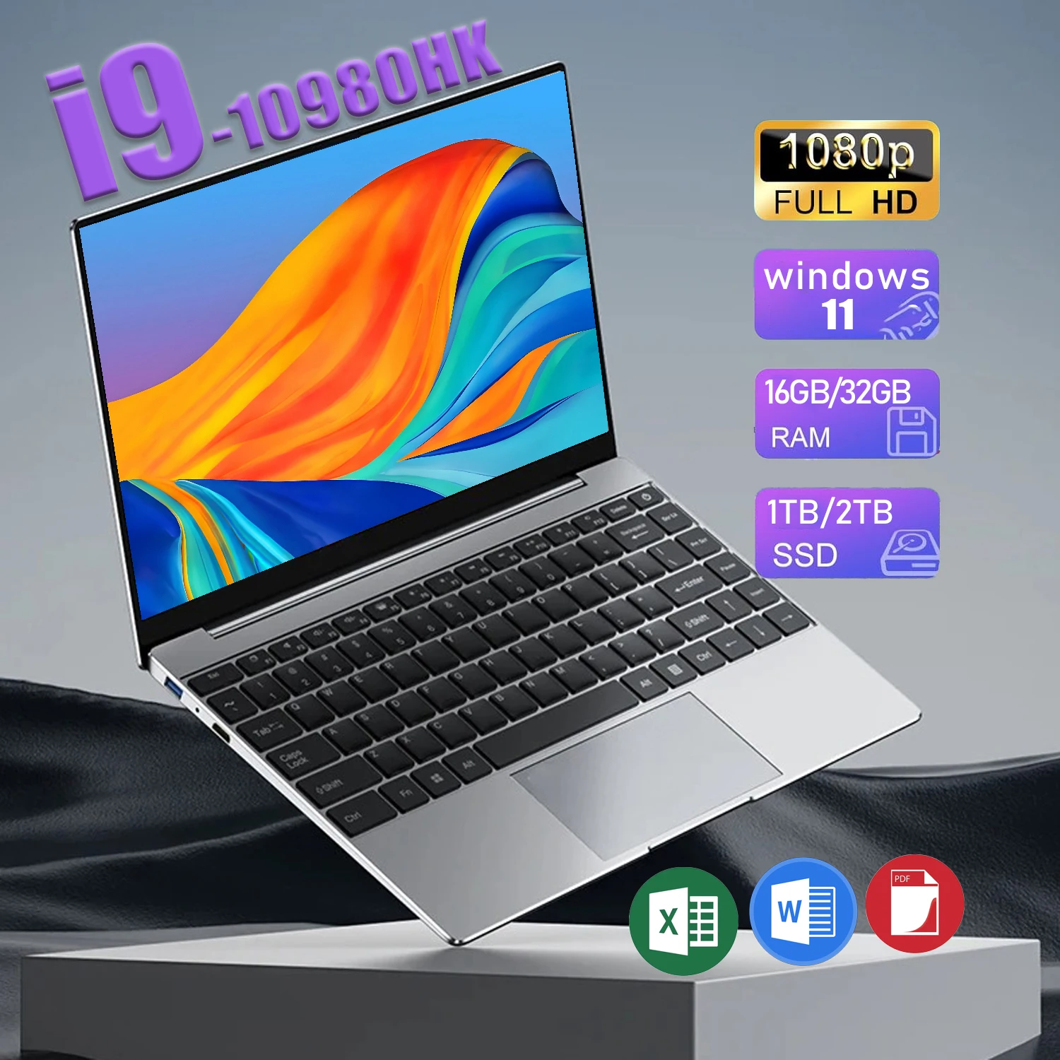 2026 노트북 코어 i9-10980HK 휴대용 노트북 윈도우 11 16GB 32GB 램 1TB 2TB SSD 1920*1080 HD PC 게이밍 컴퓨터 노트북 게이머용