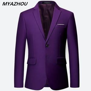 남성 패션 솔리드 컬러 하이 엔드 브랜드 캐주얼 비즈니스 남성 블레이저 신랑 웨딩 드레스 블레이저 남성용 정장 탑 Jacke Coat