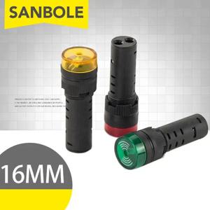10pcs AD16-16SM 패널 마운트 16mm LED 플래시 알람 표시기 부저 12V 24V 220V LED 부저 신호 램프 빨간색 녹색 노란색