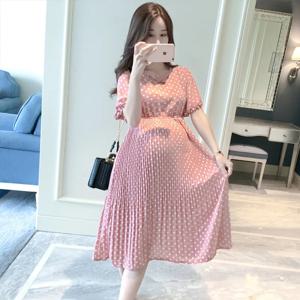 임신 한 여성을위한 여름 출산 복장 꽃잎 칼라 버블 슬리브 높은 허리 피터팬 캐주얼 기질 가운