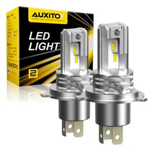 AUXITO H4 팬리스 LED CSP 헤드 라이트 전구 자동차 오토바이 9003 LED Hi/Lo 높고 낮은 빔 헤드 램프 자동 헤드 램프 12V 12000Lm