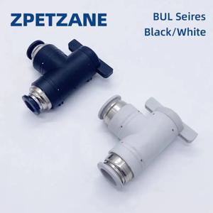 핸드 밸브 온오프 공압 빠른 연결 수동 제어 사용, PE PU 가스 파이프, 화이트, 블랙, BUL-4 mm, 8mm, 6mm, 10mm, 12mm