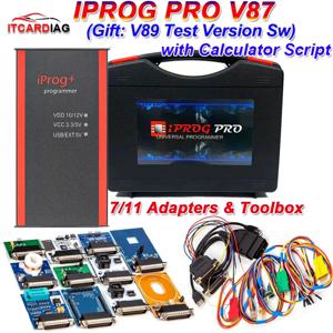 NEW Iprog Pro 풀 V89 (7/11 어댑터 포함) EEPROM IMMO/KM/라디오/에어백 리셋, 대시보드 IPROG+ V87 ECU 키 프로그래머 도구 지원